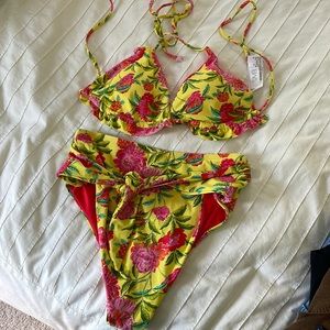 yellow and red floral bikini